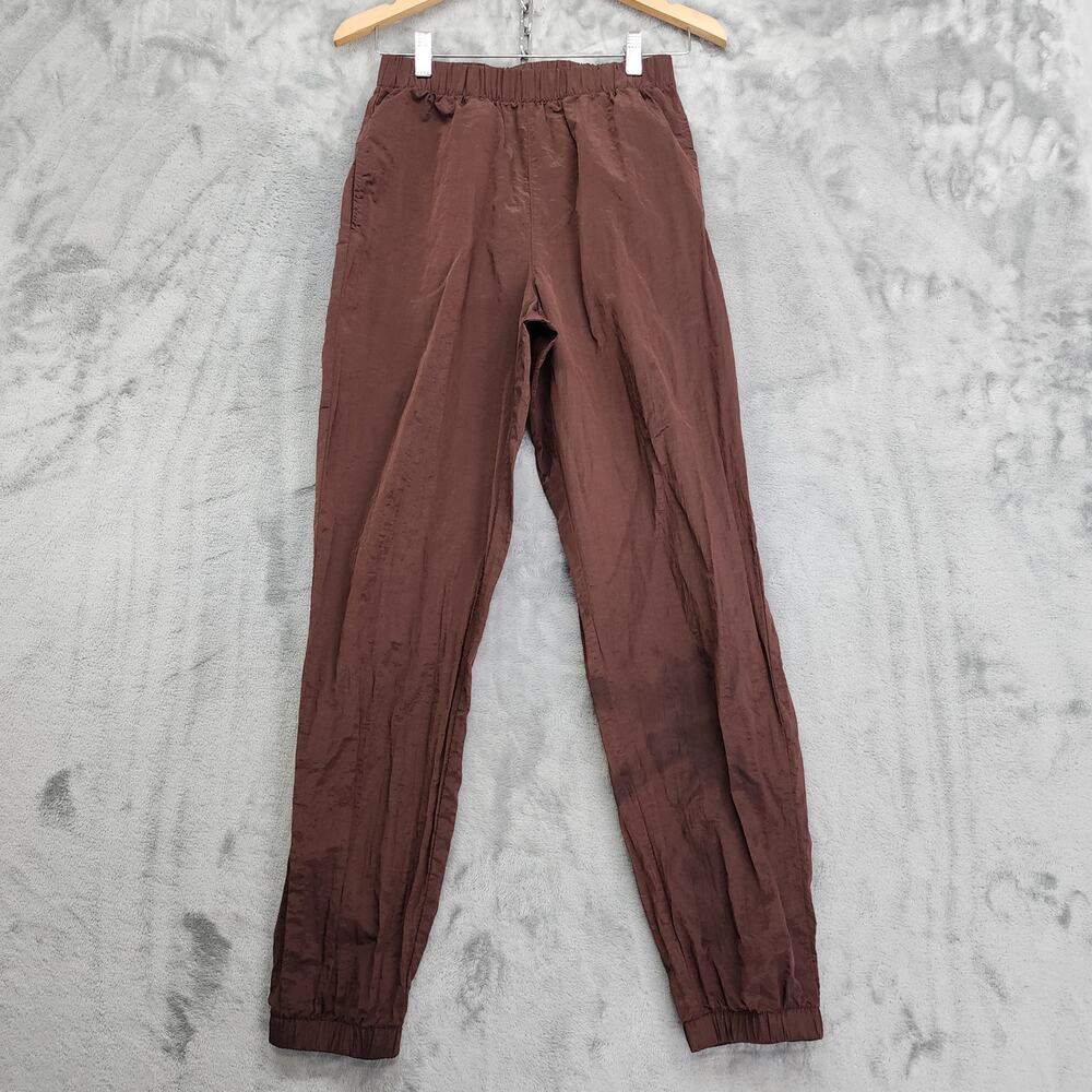 GapFit Pants Womens S Brown Noir Lustre Windbreaker Jogger High Rise Athleisure